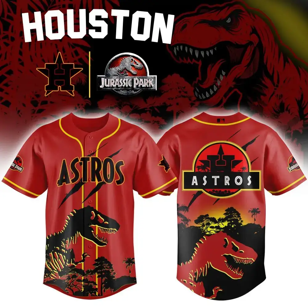 Houston Astros Mlb X Jurassic World Prehistoric Fury Custom Baseball Jersey Image