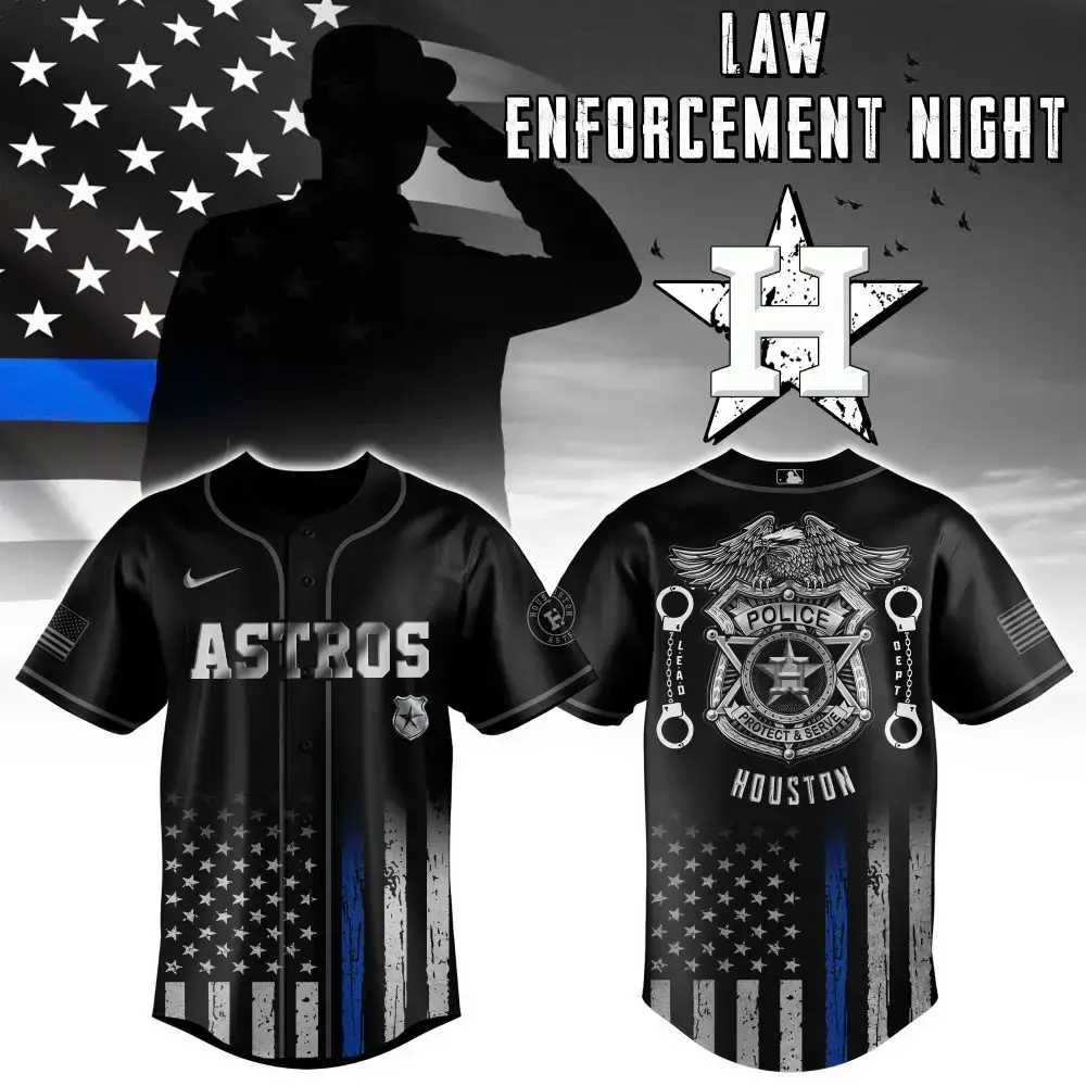 Houston Astros Mlb X Law Enforcement Night Edition Custom Baseball Jersey Image