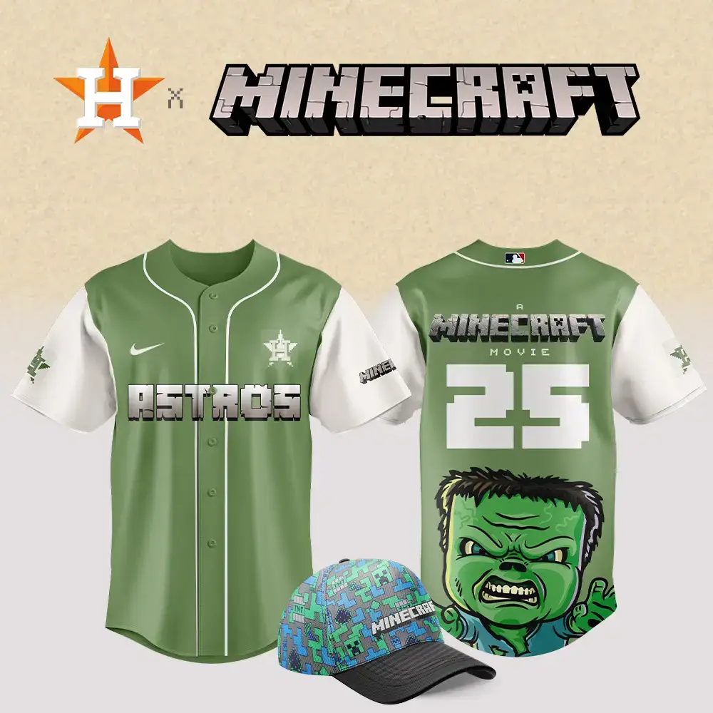 Houston Astros Mlb X Minecraft Movie Custom Baseball Jersey Image