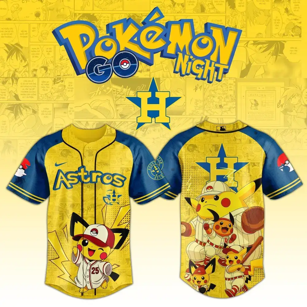 Houston Astros Mlb X Pokemon Pikachu Family Custom Baseball Jersey Image