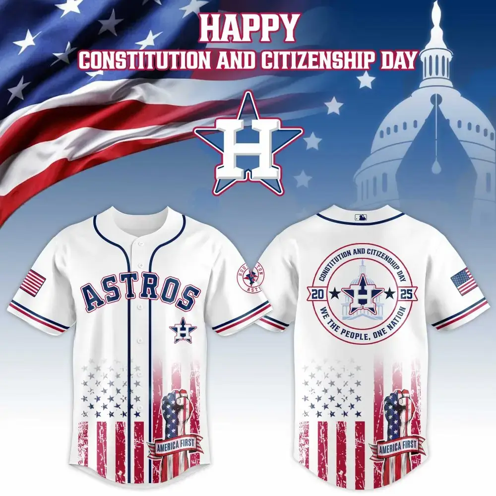 Houston Astros Mlb X Usa Happy Constitution And Citizenship Day Custom Baseball Jersey Image