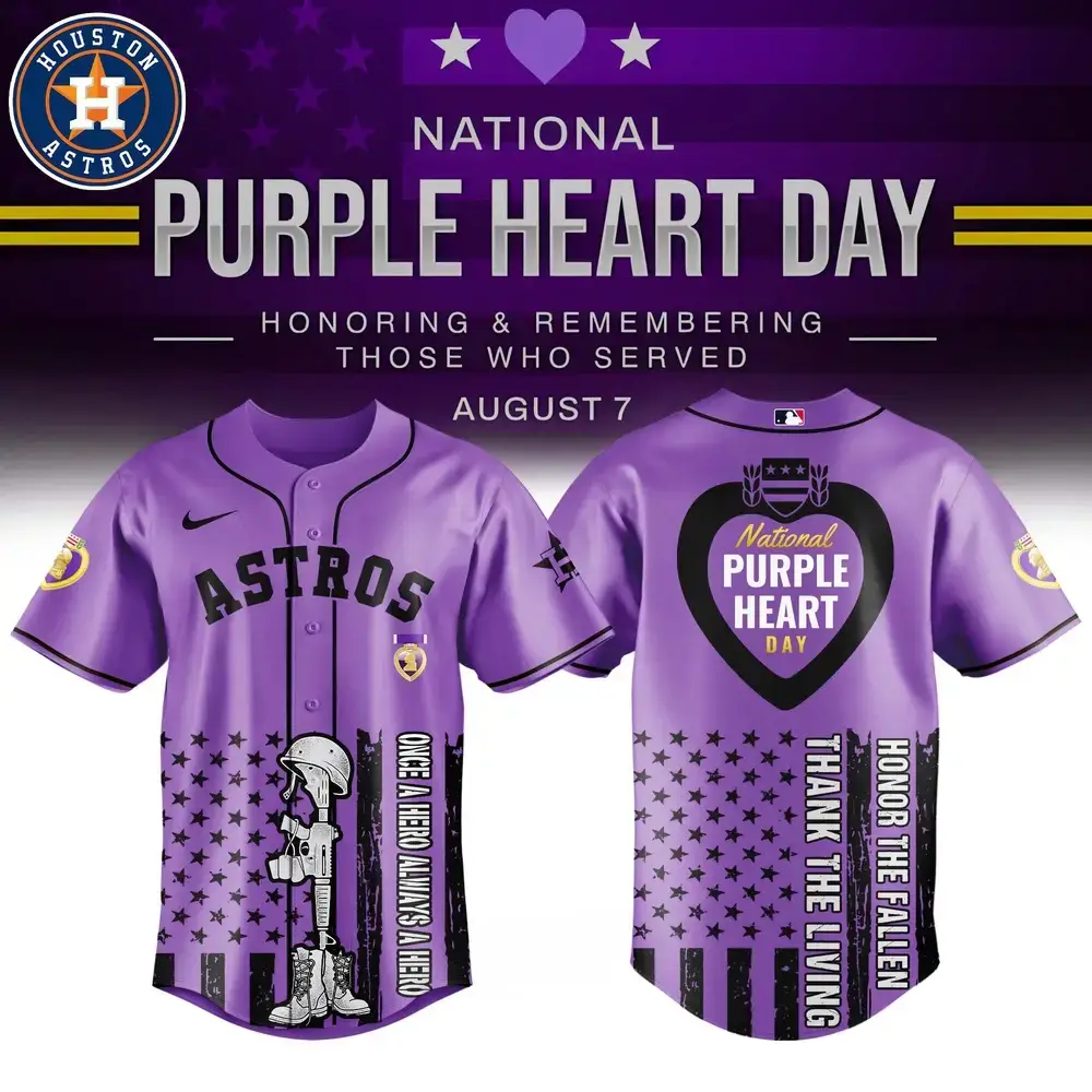 Houston Astros Mlb X Usa Purple Heart Day Custom Baseball Jersey Image