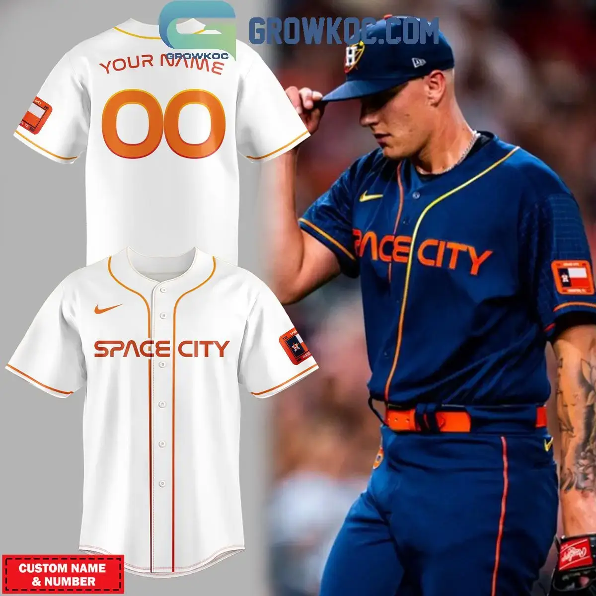 Houston Astros Space City In 2024 MLB Personalized Baseball Jersey Image