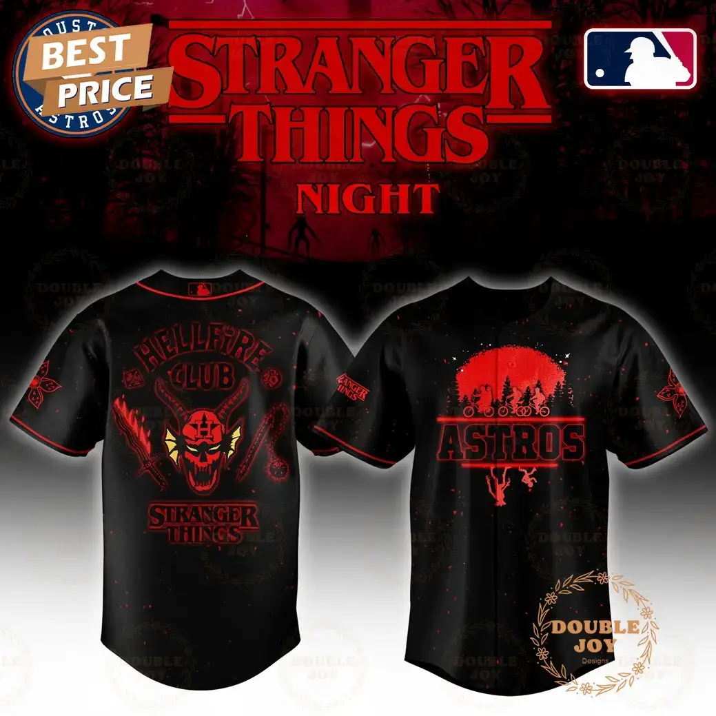Houston Astros Stranger Things Night Hell Fire Club Limited Edition Baseball Jersey Image