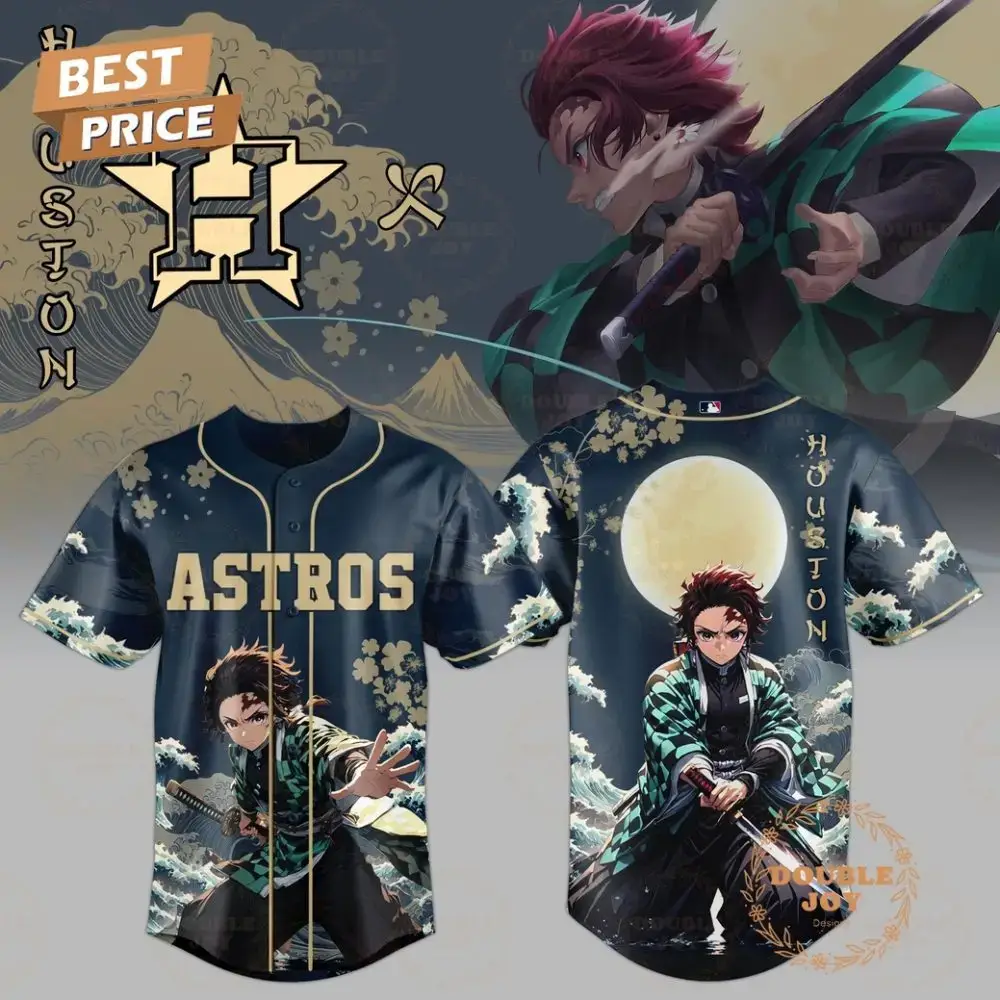 Houston Astros Tanjiro Kamado X Demon Slayer: Kimetsu No Yaiba 2025 Limited Edition Baseball Jersey Image