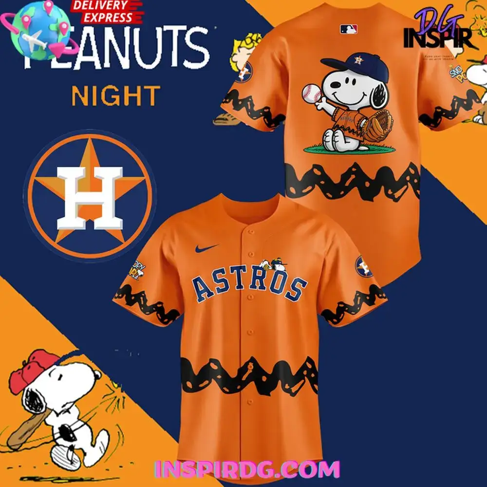 Houston Astros X 75Th Anniversary Of Peanuts Baseball Jersey Image