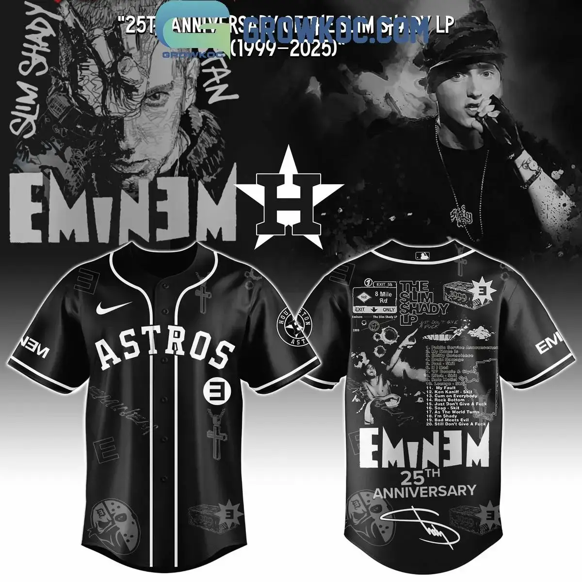 Houston Astros x Eminem 25th Anniversary Of The Slim Shady LP 2025 Jersey Image