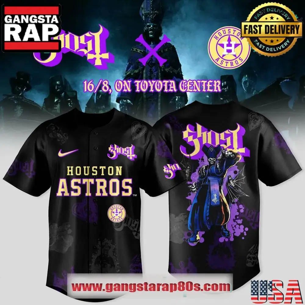 Houston Astros x Ghost Band Special Baseball Jersey Shirt Image