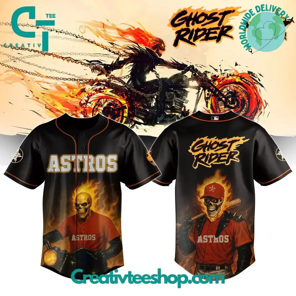 Houston Astros X Ghost Rider Inferno Special Edition Baseball Jersey Image