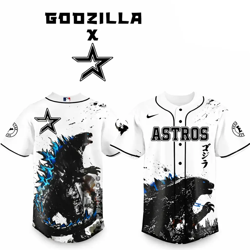 Houston Astros x Godzilla Monster Baseball Jersey Image