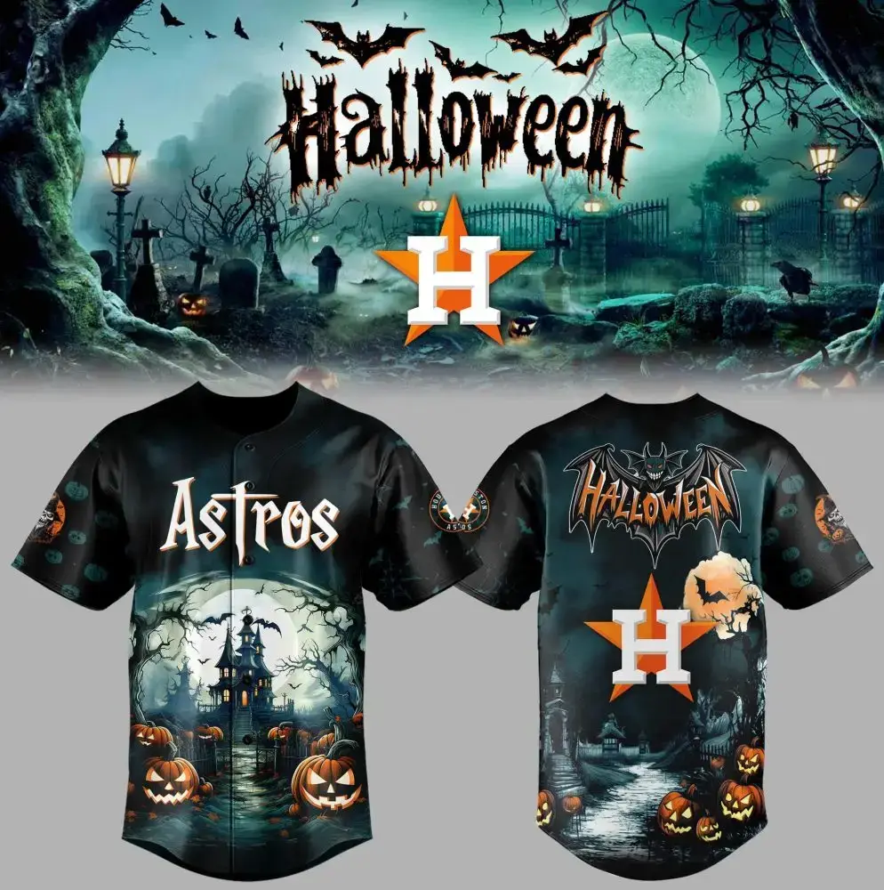 Houston Astros X Happy Halloween Custom Baseball Jersey Image