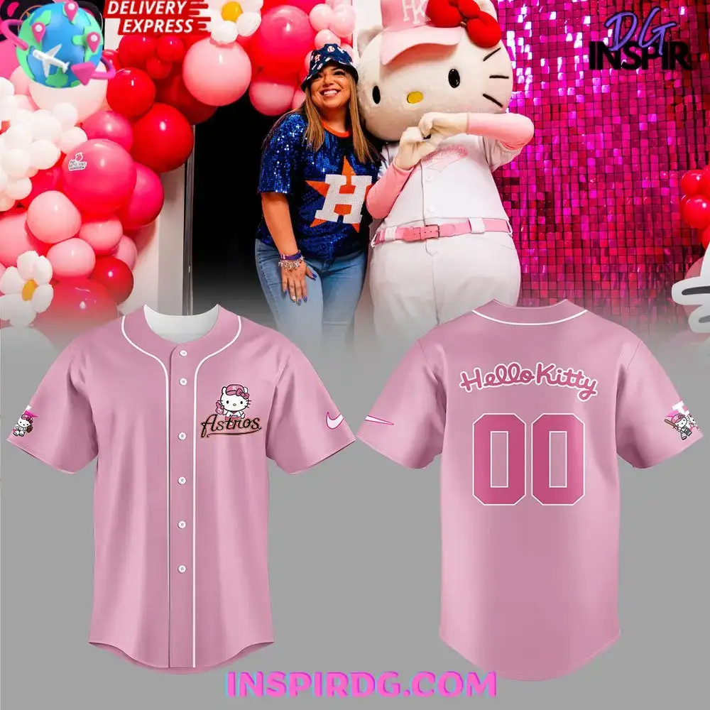Houston Astros X Hello Kitty Custom Baseball Jersey Image