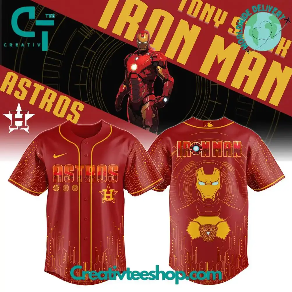 Houston Astros X Iron Man Game Night Special Baseball Jersey Image