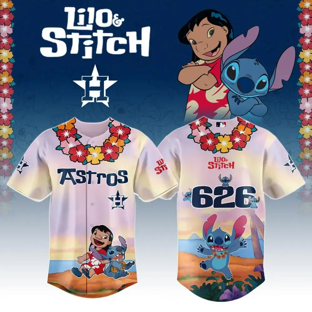 Houston Astros X Lilo & Stitch Special Edition Custom Baseball Jersey Image