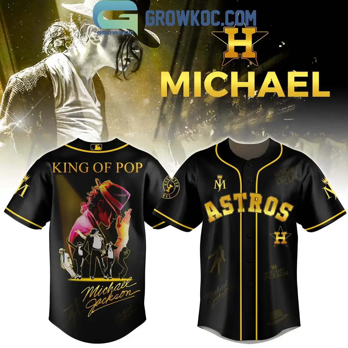 Houston Astros x Michael Jackson King Of Pop Jersey Image