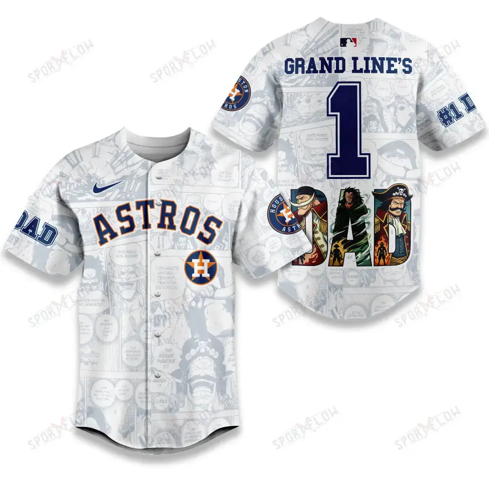 Houston Astros X One Piece Grand Line'S #1 Dad Custom Baseball Jersey Image