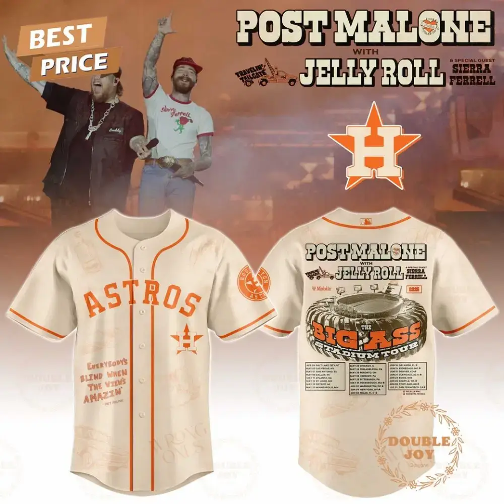 Houston Astros X Post Malone With Jelly Roll Big Ass Limited Edition Baseball Jersey Image