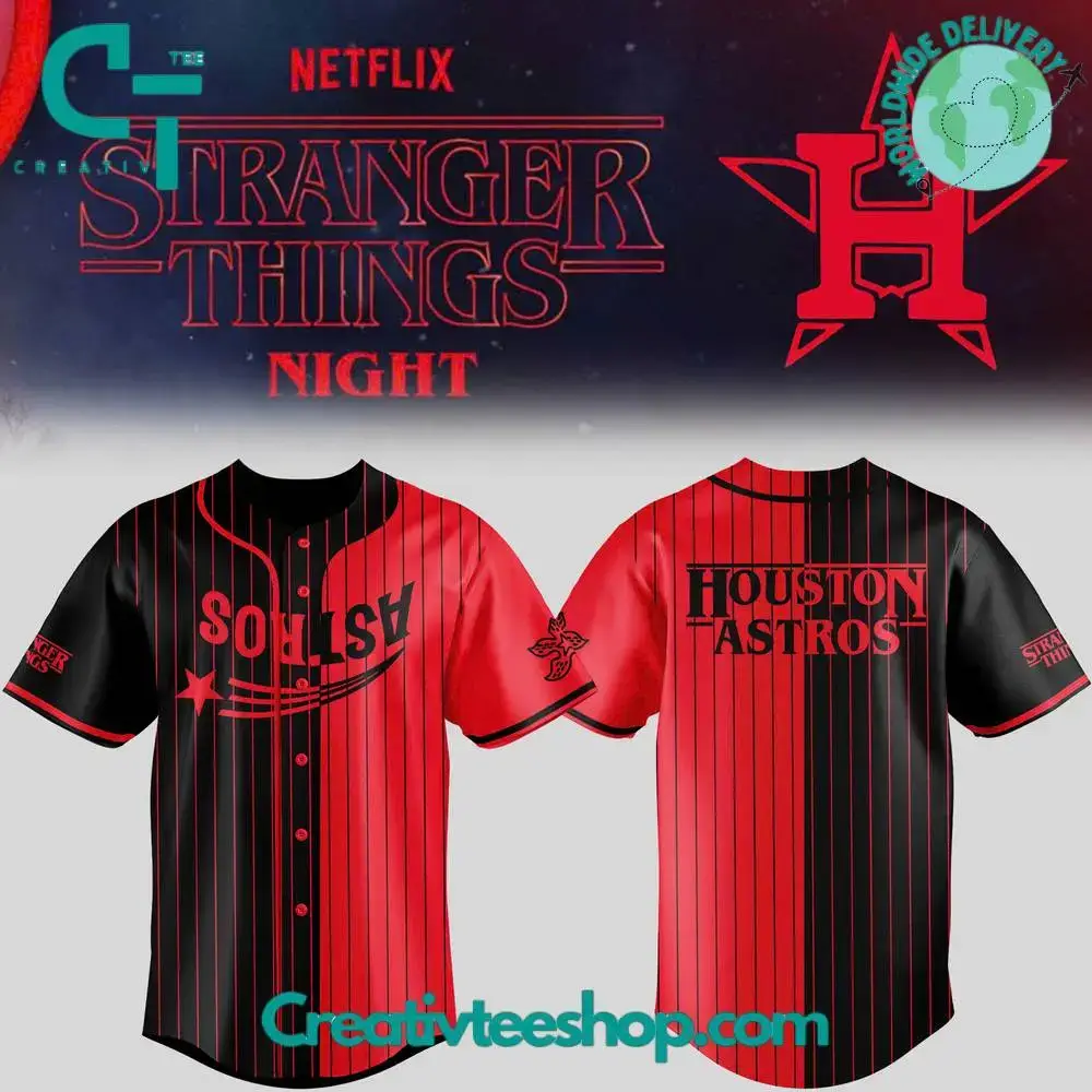 Houston Astros X Stranger Things Night Special Baseball Jersey Image