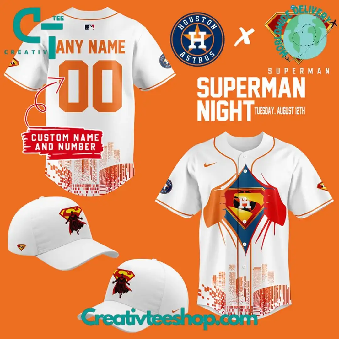 Houston Astros X Superman Night 2025 Personalized Baseball Jersey Image