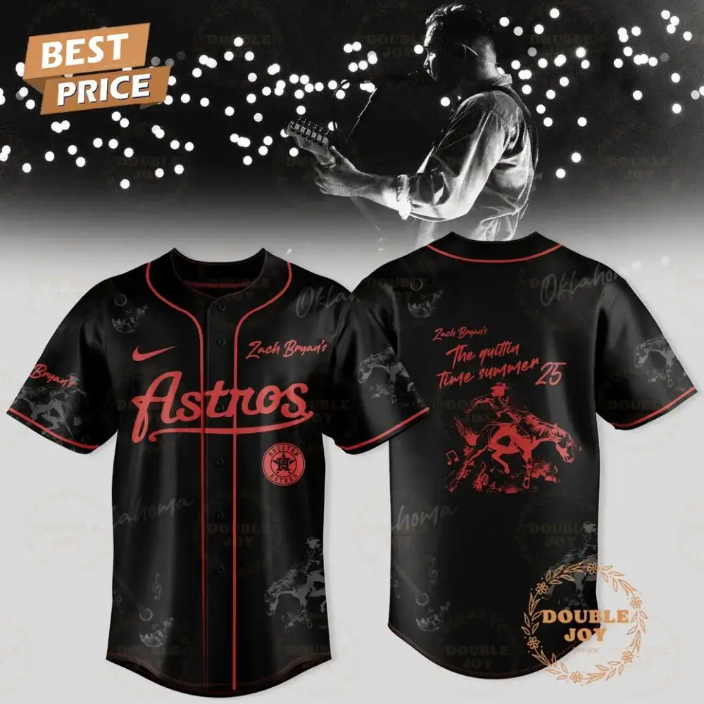 Houston Astros X Zach Bryan'S 2025 The Quittin Time Summer Limited Edition Baseball Jersey Image