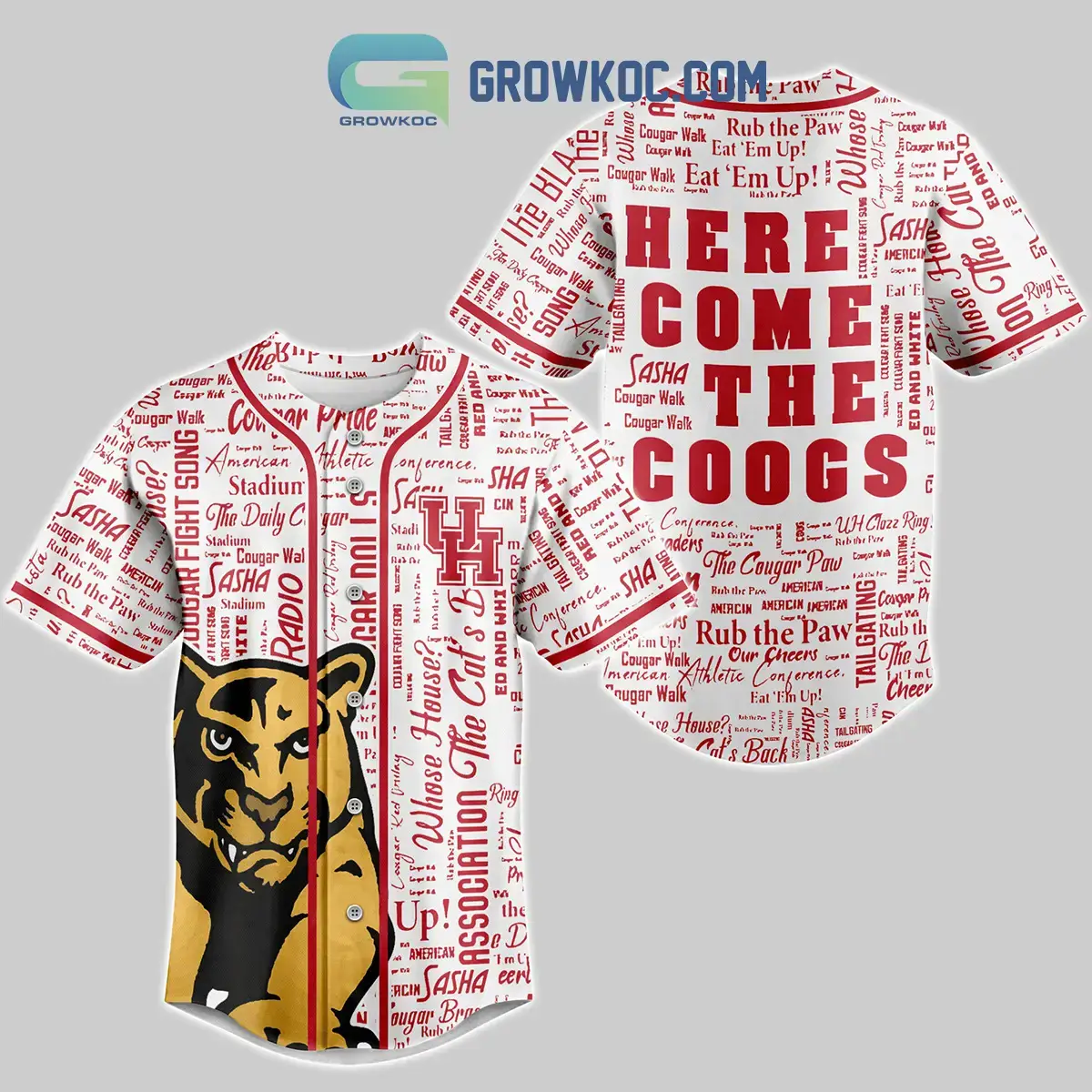Houston Cougars Here Come The Coogs Personalized Baseball Jersey Image