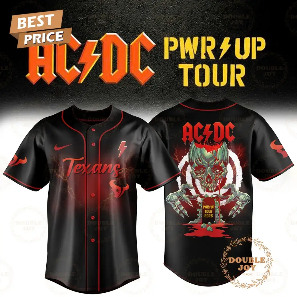 Houston Texans x AC DC Tour 2025 PWR UP Baseball Jersey Image