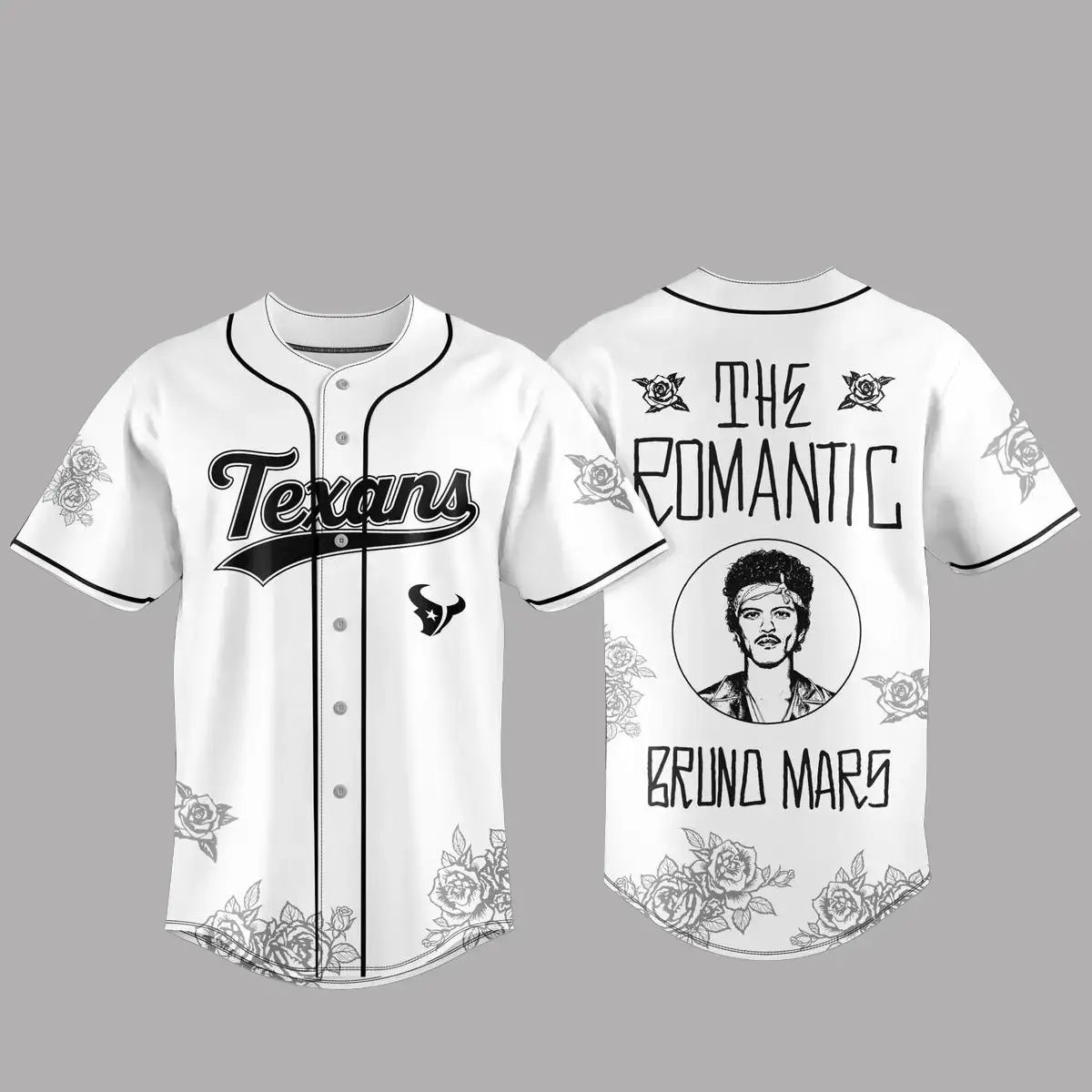 Houston Texans x Bruno Mars The Romantic Tour Baseball Jersey Image