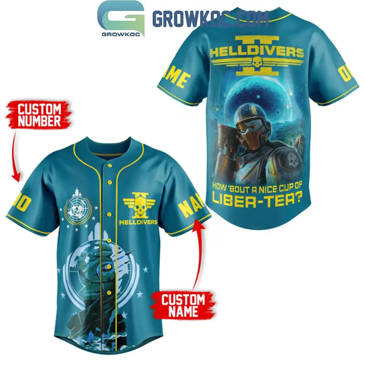 How 'Bout A Nice Cup Of Liber-Tea Helldivers Fan Personalized Baseball Jersey Image