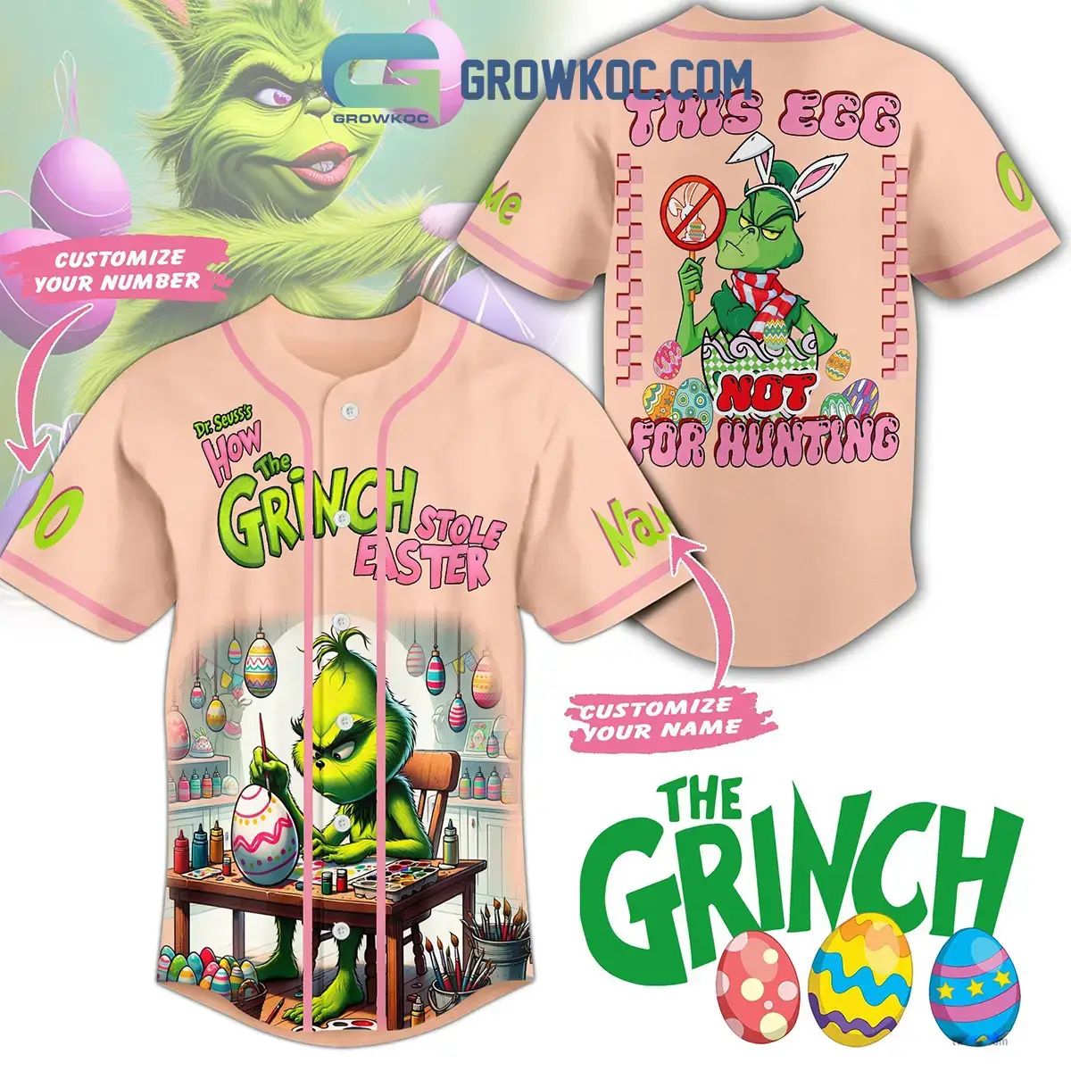 How The Grinch Stole Easter Personalized Baseball Jersey Image