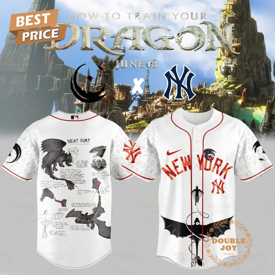 How To Train Your Dragon New York Yankees 2025 "Night Fury" Limited Edition Baseball Jersey Image