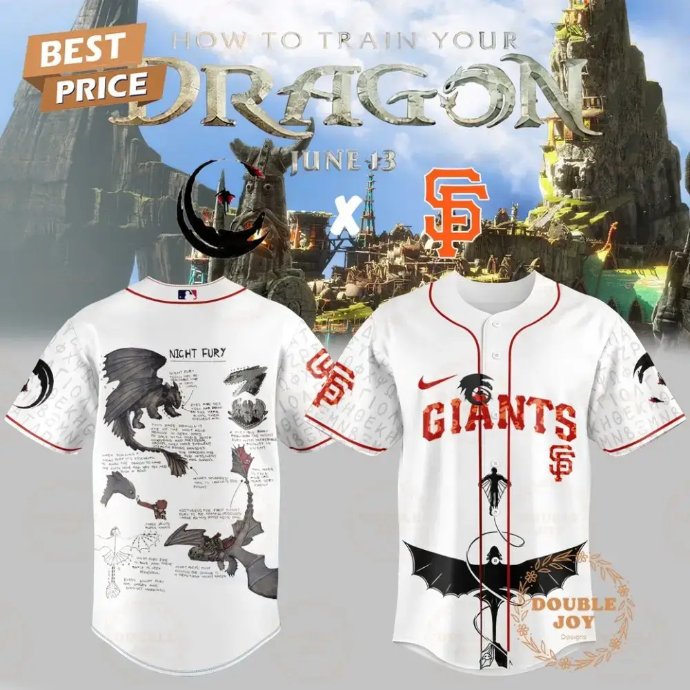 How To Train Your Dragon San Francisco Giants 2025 "Night Fury" Limited Edition Baseball Jersey Image