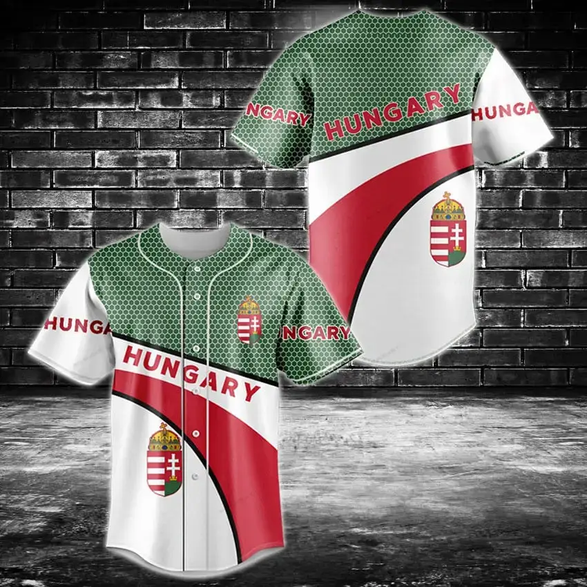 Hungary Pride Baseball Jersey – Stylish Men'S Sportswear With National Flag Design Image