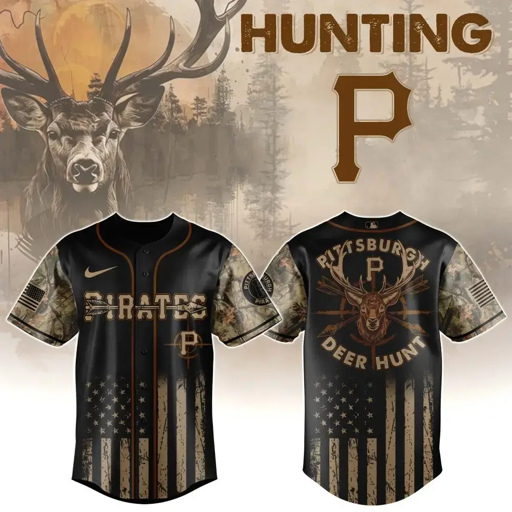 Hunting-Themed Sports Jersey With Camo Sleeves – Perfect For Outdoor Enthusiasts Image