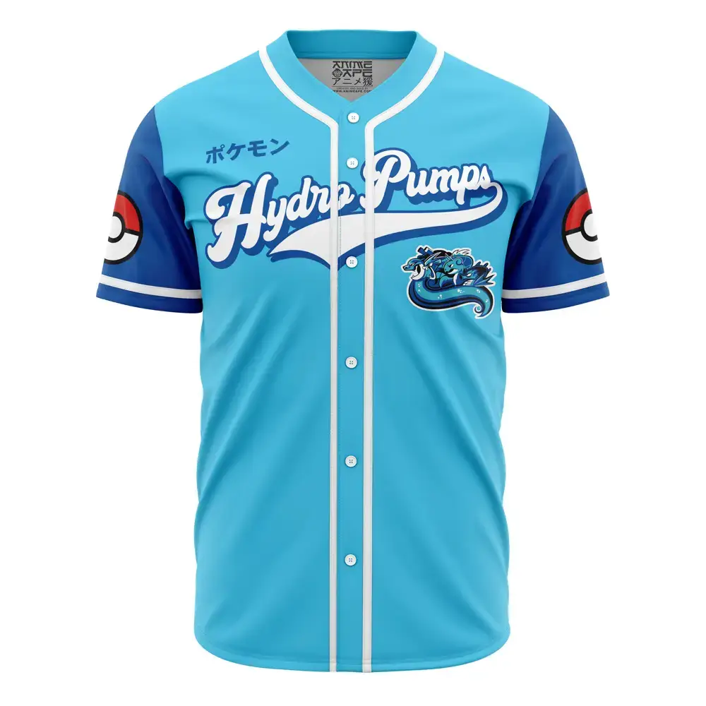 Hydro Pumps Blue Baseball Jersey – Stylish Anime-Inspired Shirt With Unique Design Image