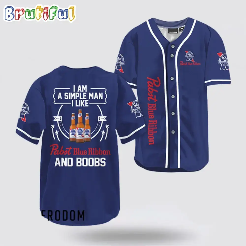 I Like Pabst Blue Ribbon And Boobs Baseball Jersey Image