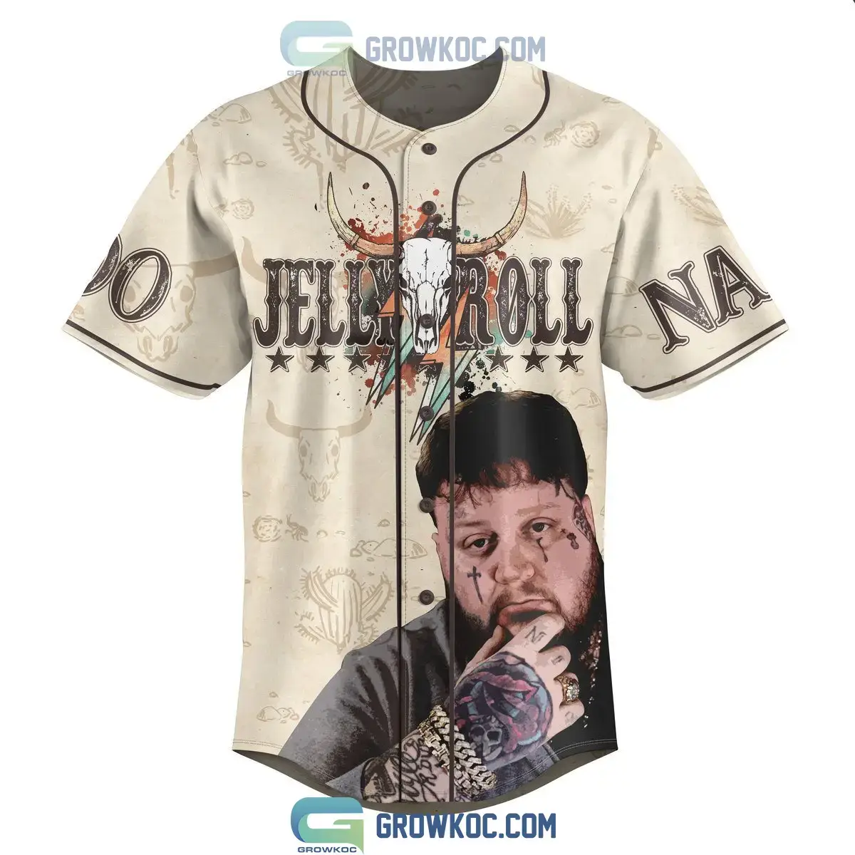 I'm Just A Long Haired Son Of A Sinner Personalized Jelly Roll Brown Design Baseball Jersey Image