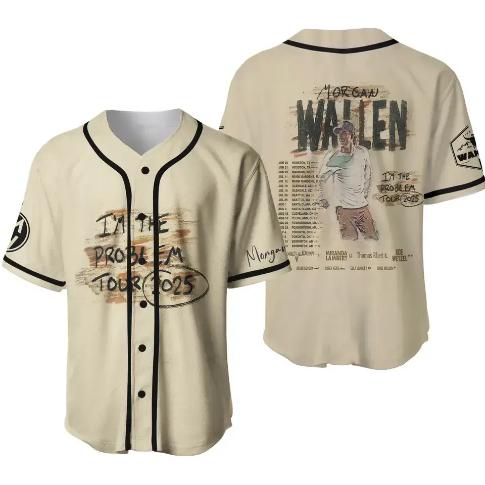 I'm The Problem Tour 2025 Morgan Wallen Baseball Jersey Image