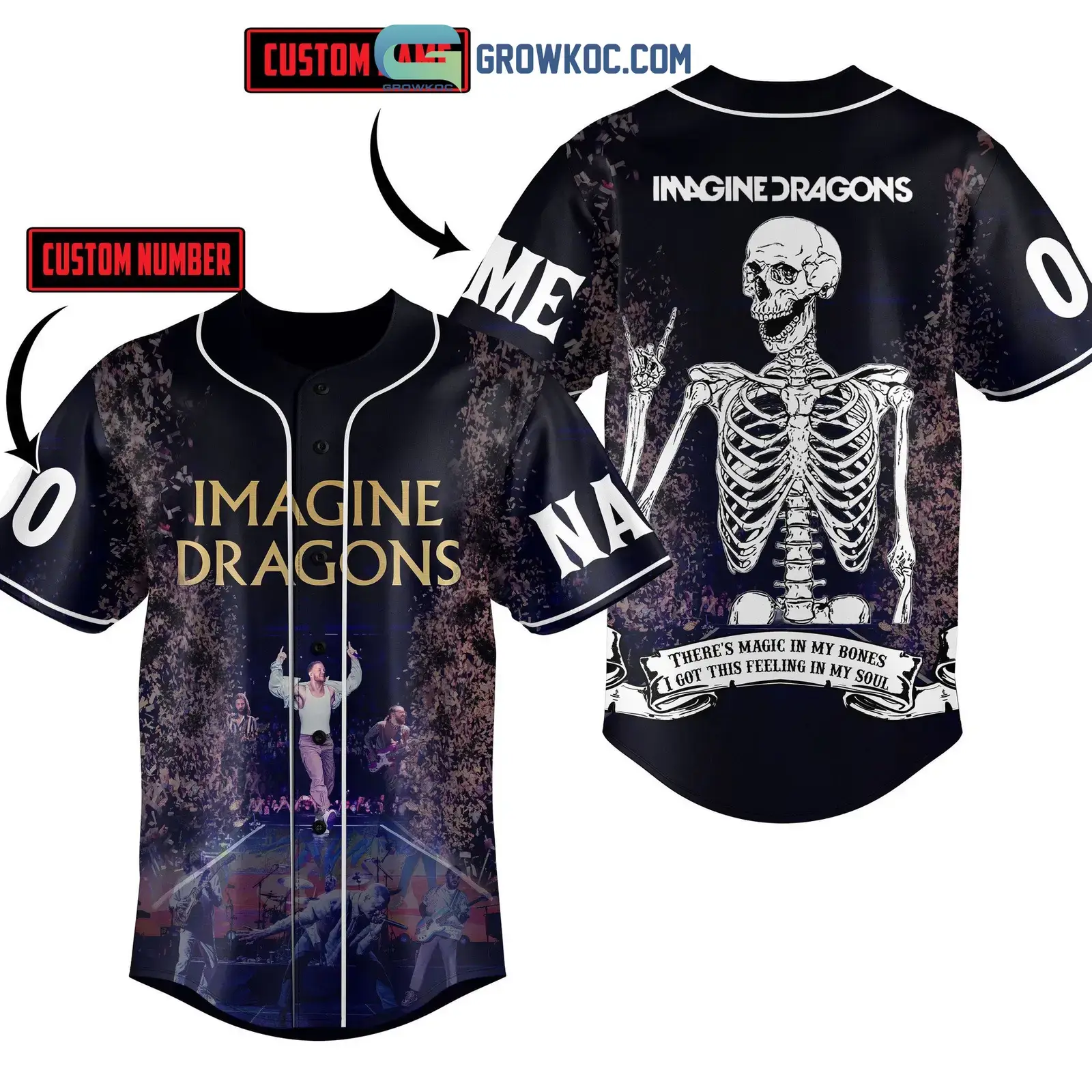 Imagine Dragons There's Magic In My Bones I Got This Feeling In My Soul Personalized Baseball Jersey Image