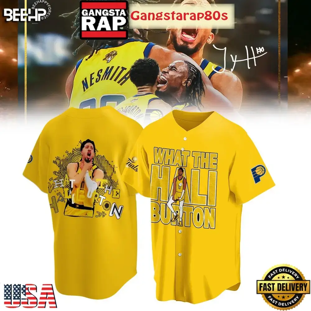 Indiana Pacers What The Hali Burton NBA Finals 2025 Baseball Jersey Shirt Image