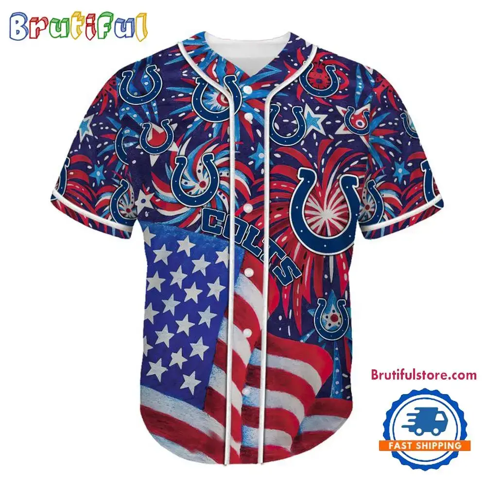 Indianapolis Colts USA Flag Independence Day Baseball Jersey, Sport Team 4th of July Jersey Image