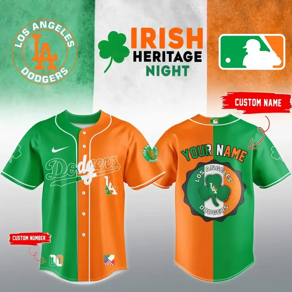 Irish Heritage Night Custom Dodgers Jersey - Personalize Name & Number Image