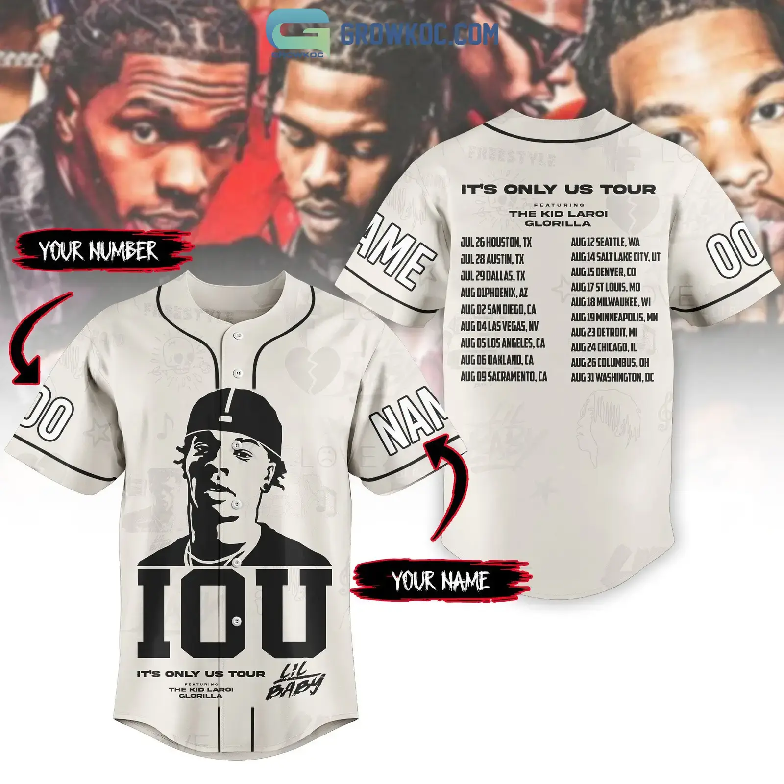 It's Only Us Tour Lil Baby Personalized Baseball Jersey Image