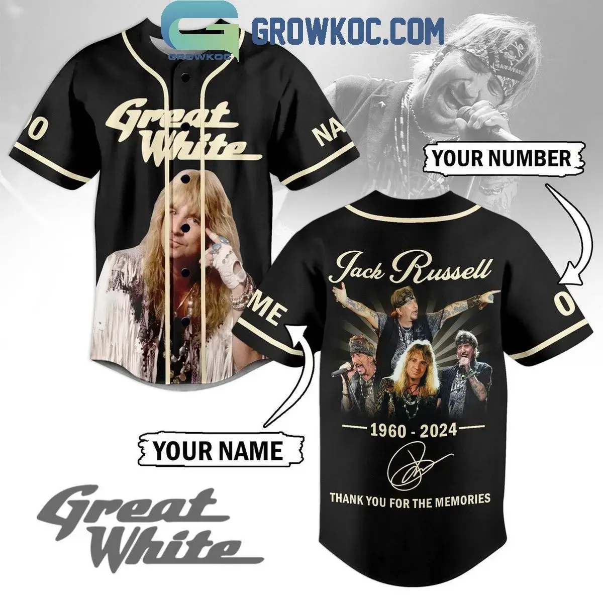Jack Russell Thank You For The Memories In Great White 2024 Personalized Baseball Jersey Image