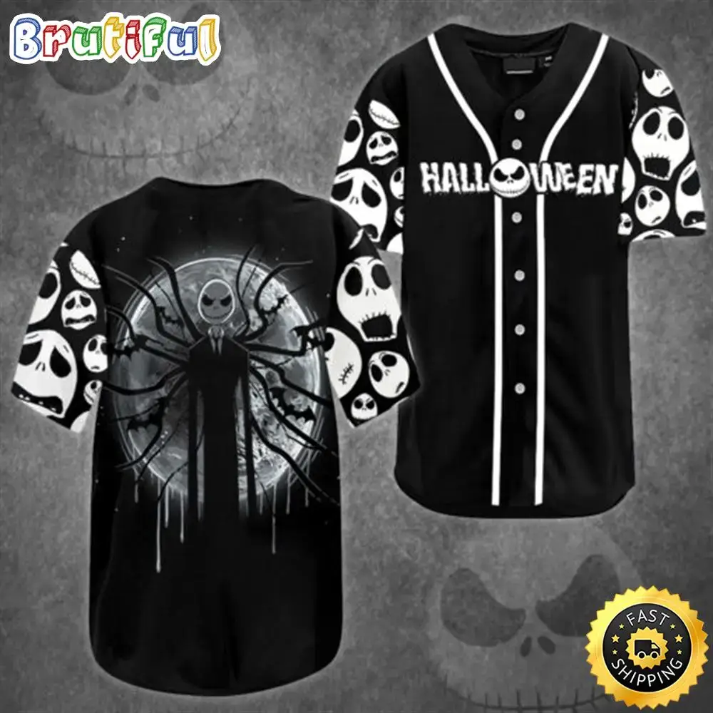 Jack Skeleton Halloween Baseball Jersey Shirt Image