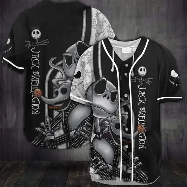 Jack Skellington And Zero The Nightmare Before Christmas Baseball Jersey Image
