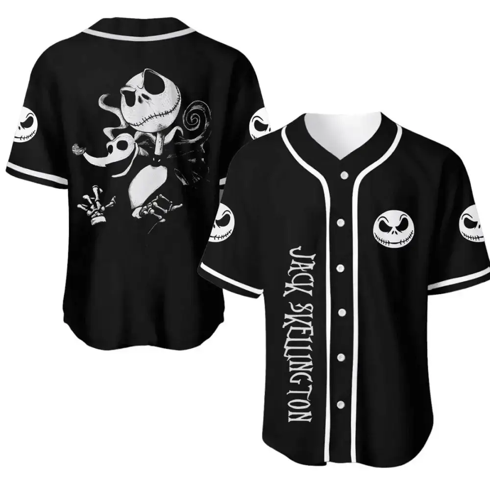 Jack Skellington Baseball Jersey - Nightmare Before Christmas Fan Gear - Unisex Black Image