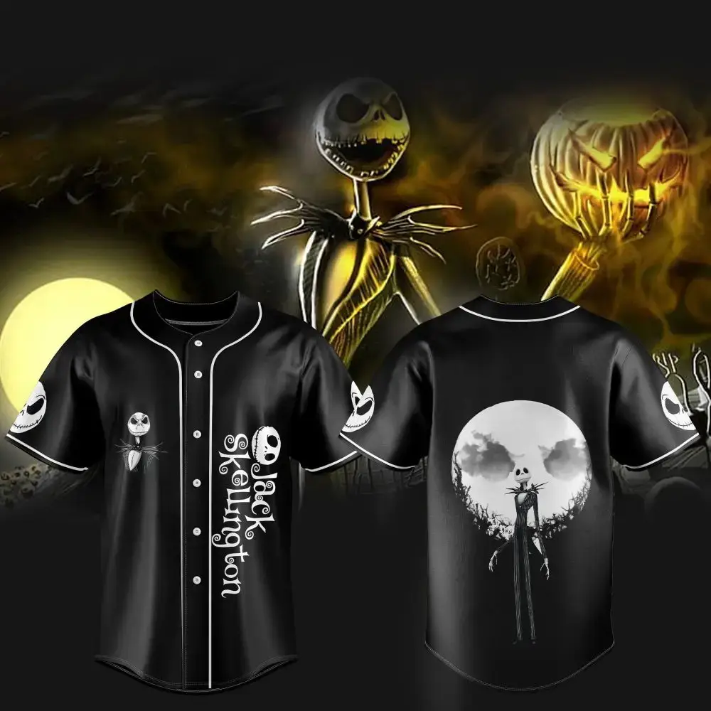 Jack Skellington Baseball Jersey - Spooky Night Design For Halloween Fans Image