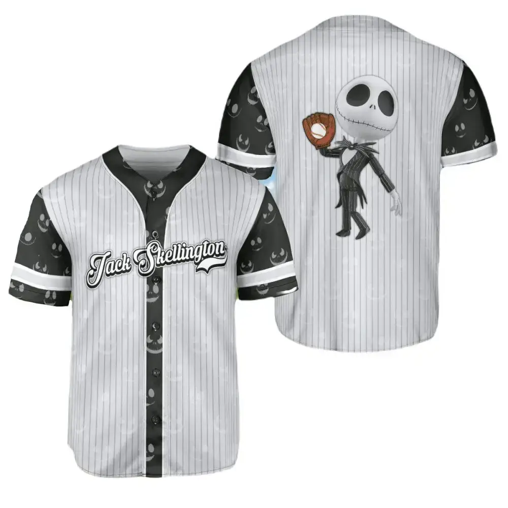 Jack Skellington Baseball Jersey - Spooky Style For Fans , Limited Edition Image