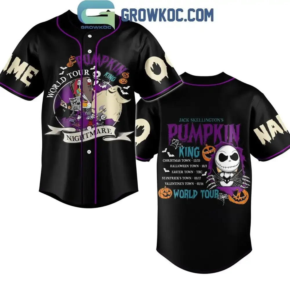Jack Skellington Halloween Baseball Jersey - Pumpkin King World Tour Shirt Image