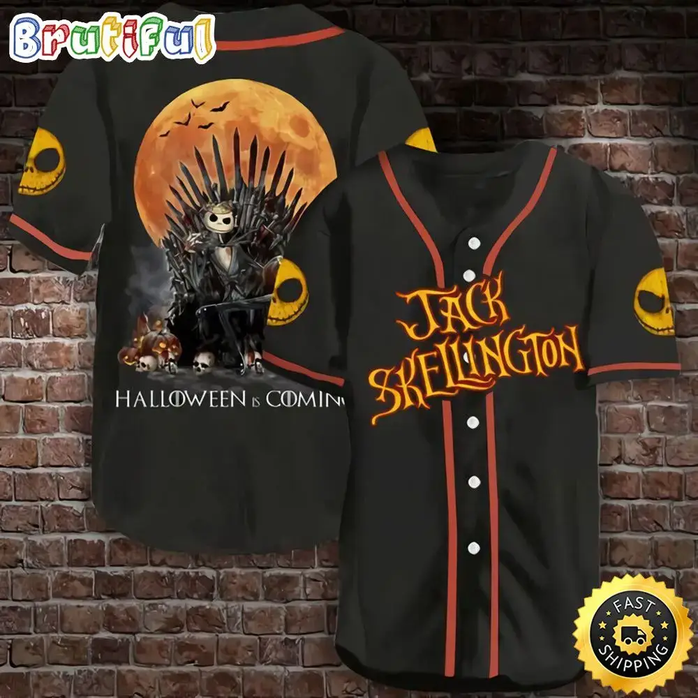 Jack Skellington Halloween Is Coming Horror Baseball Jersey Shirt Image